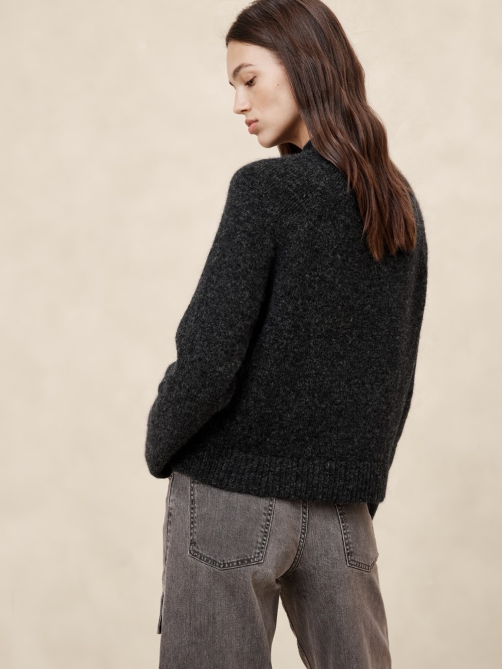 Banana‎ Republic Fuzzy Mock Neck Sweater Sz M